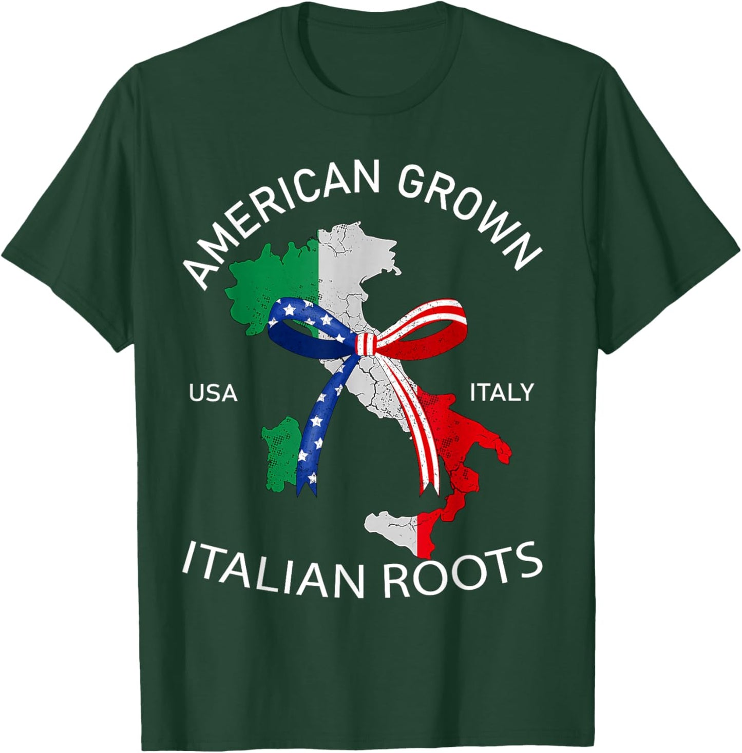 Italian Roots American Grown Coquette Bow Map Flag Women T-Shirt - T-Shirt | Forest