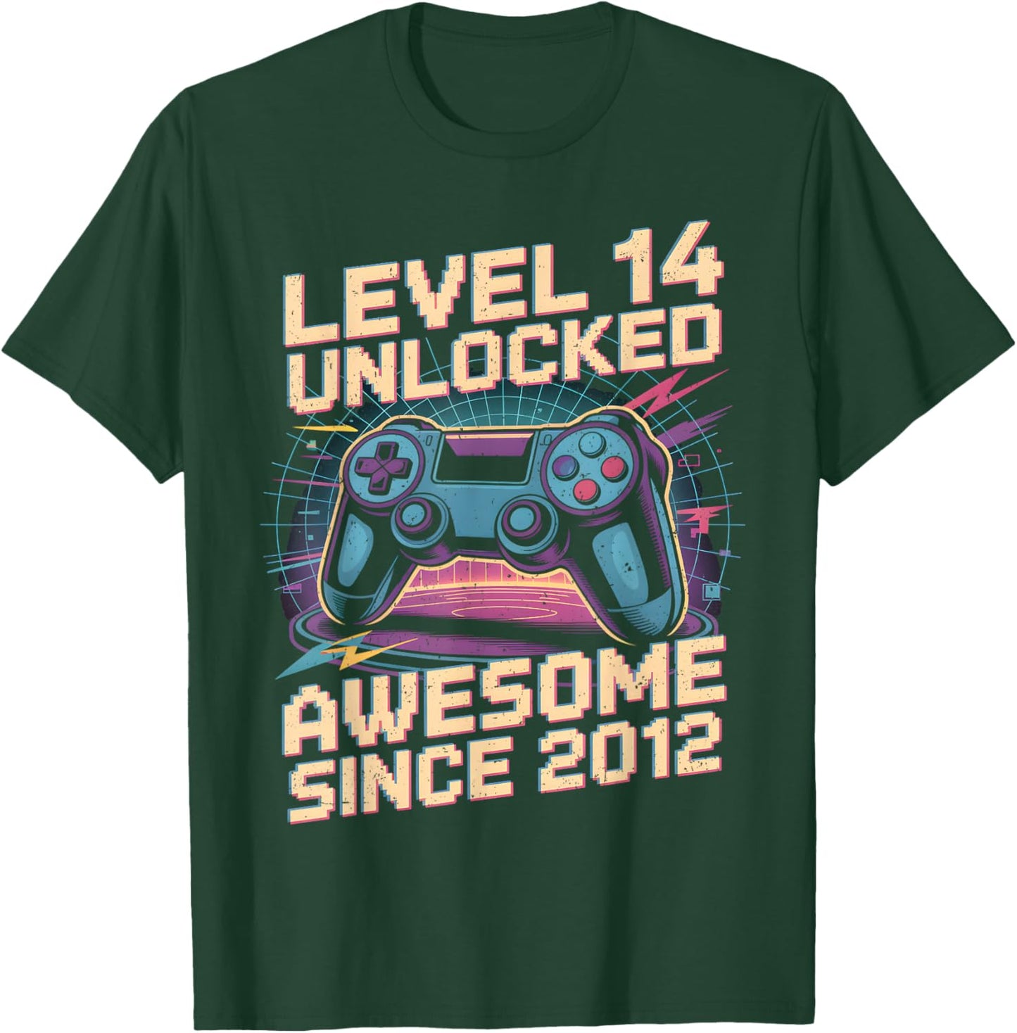 14 Year Old Boy Level 14 Gamer 2012 14th Birthday Party Gift T-Shirt - T-Shirt | Forest