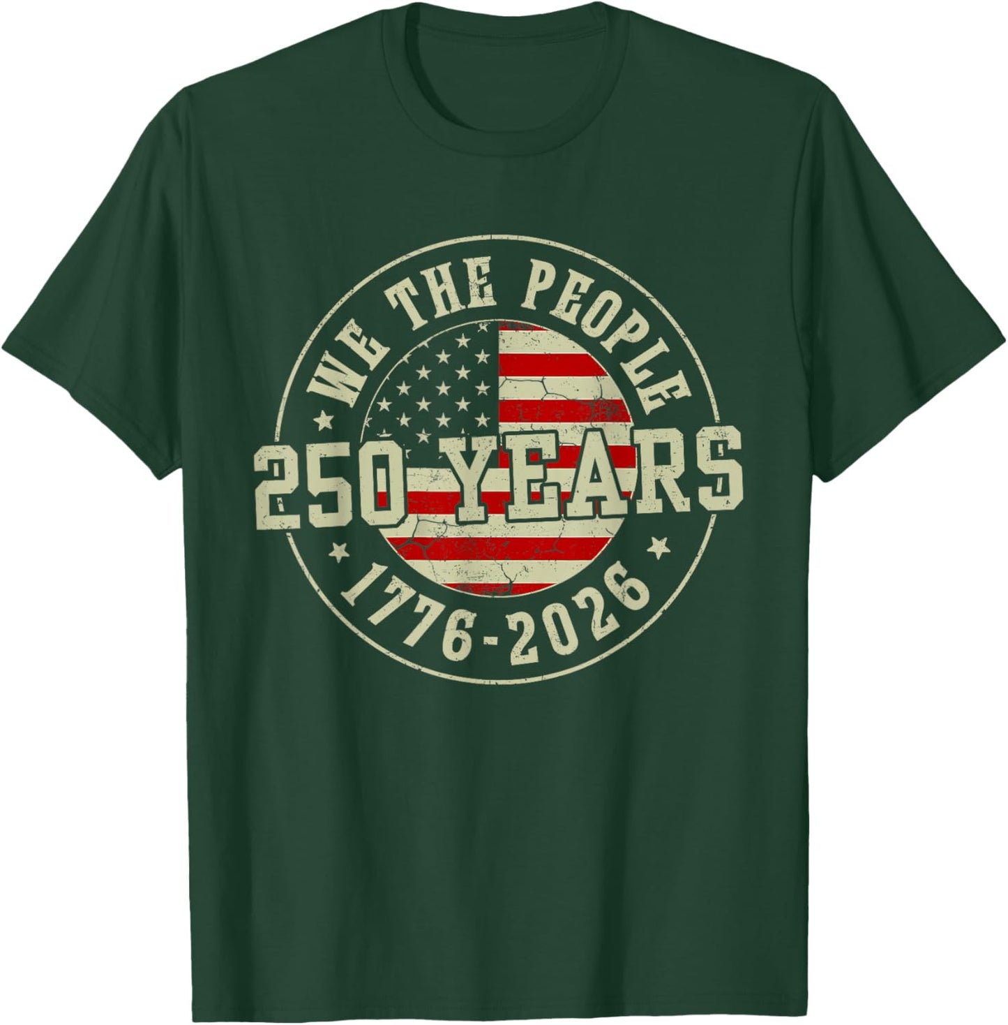 Vintage 250 Years 1776-2026 250th Birthday 4th of July Men T-Shirt - T-Shirt | Forest