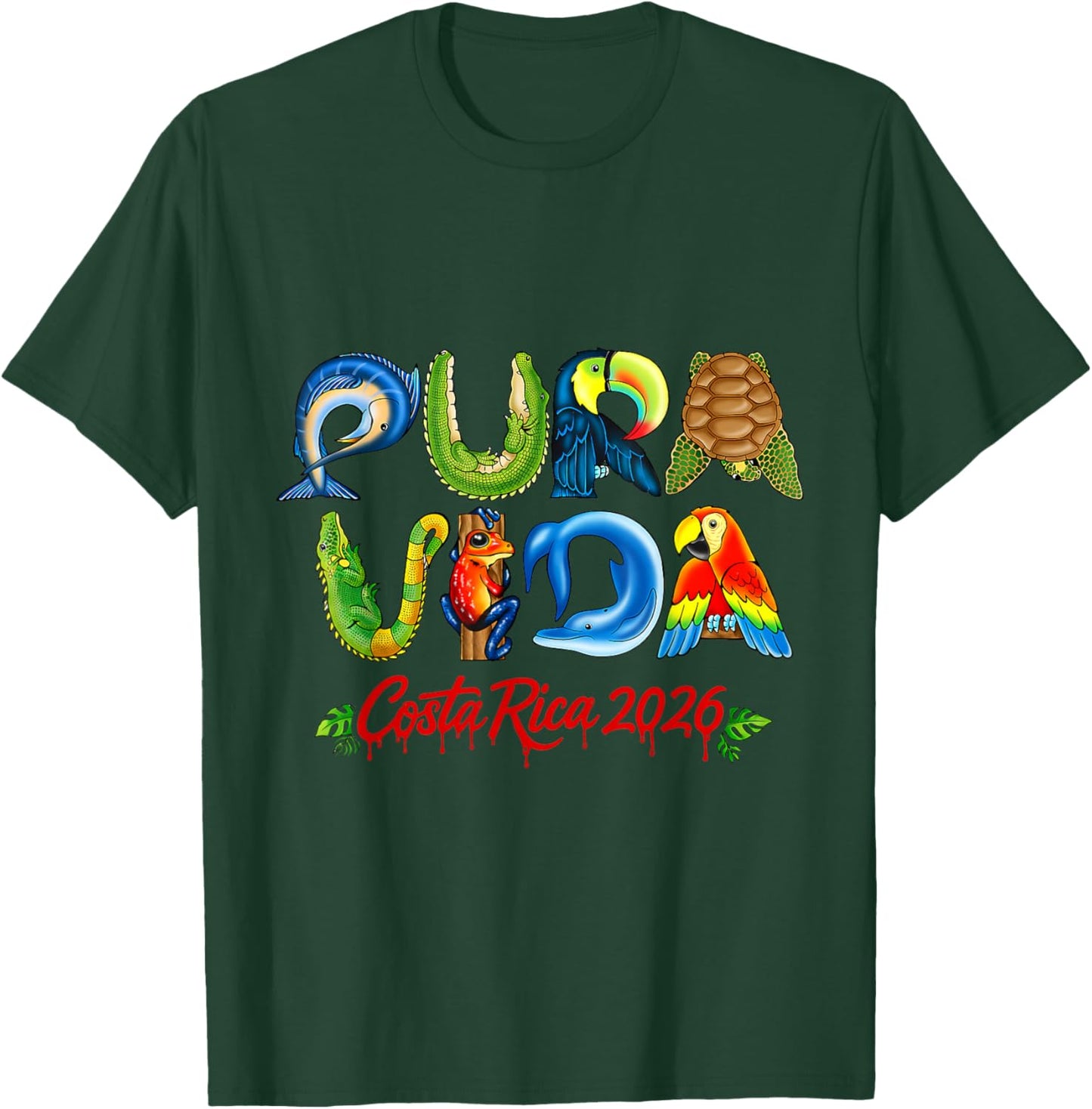 Pura Vida Costa Rica Central America Travel Souvenir 2026 T-Shirt - T-Shirt | Forest