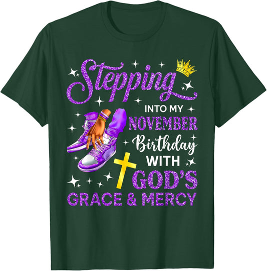 Stepping Into My November Birthday Queen Sneakers Girl Woman T-Shirt - T-Shirt | Forest