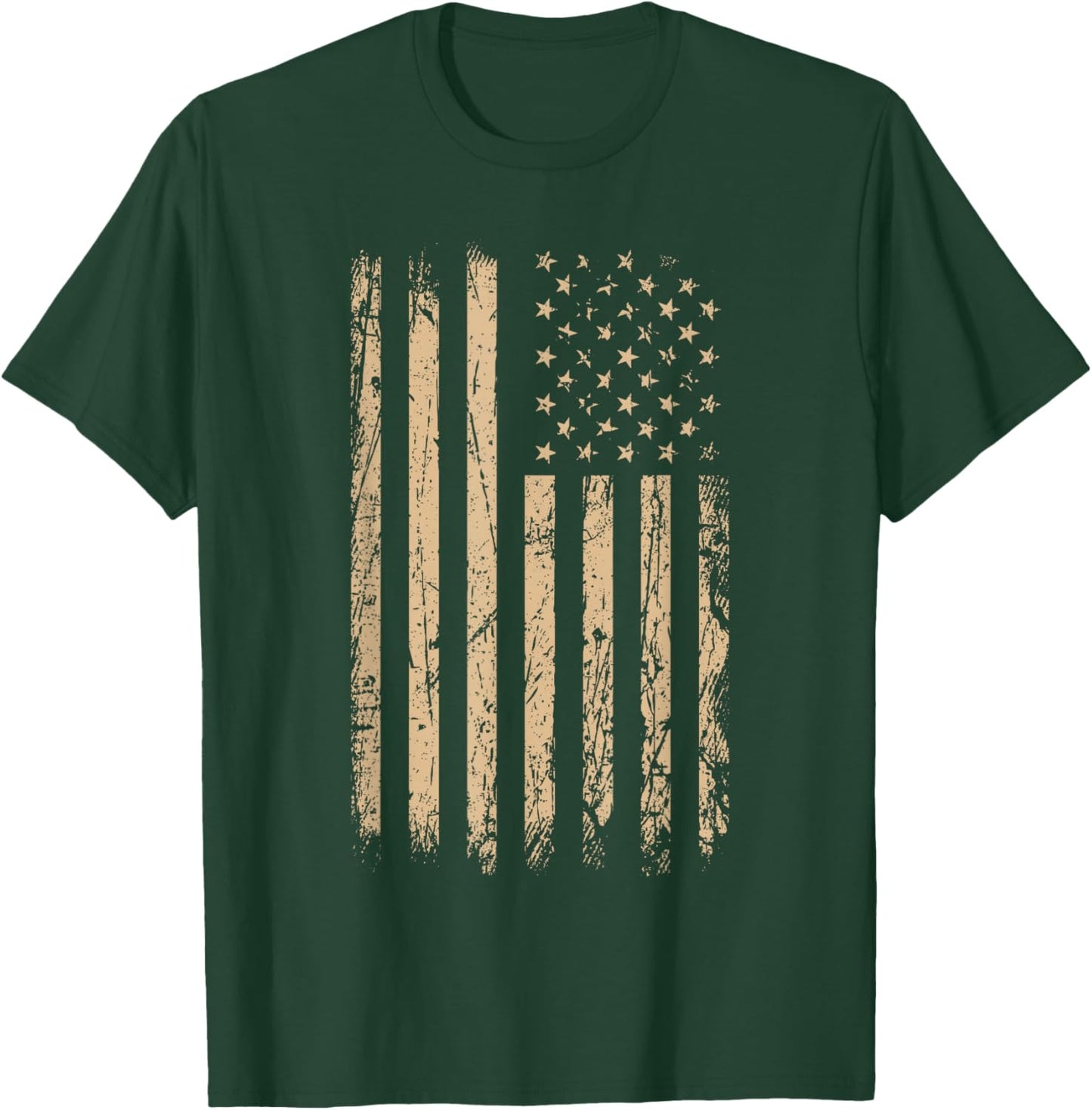 Tan Stars & Stripes Vertical Tan Color Graphic T-Shirt - T-Shirt | Forest