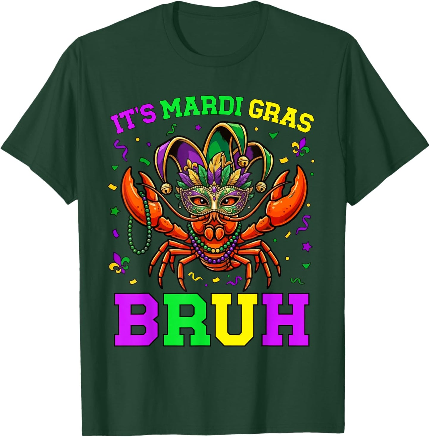 Bruh Mardi Gras Crawfish Boys Girls Kids Mardi Gras T-Shirt - T-Shirt | Forest