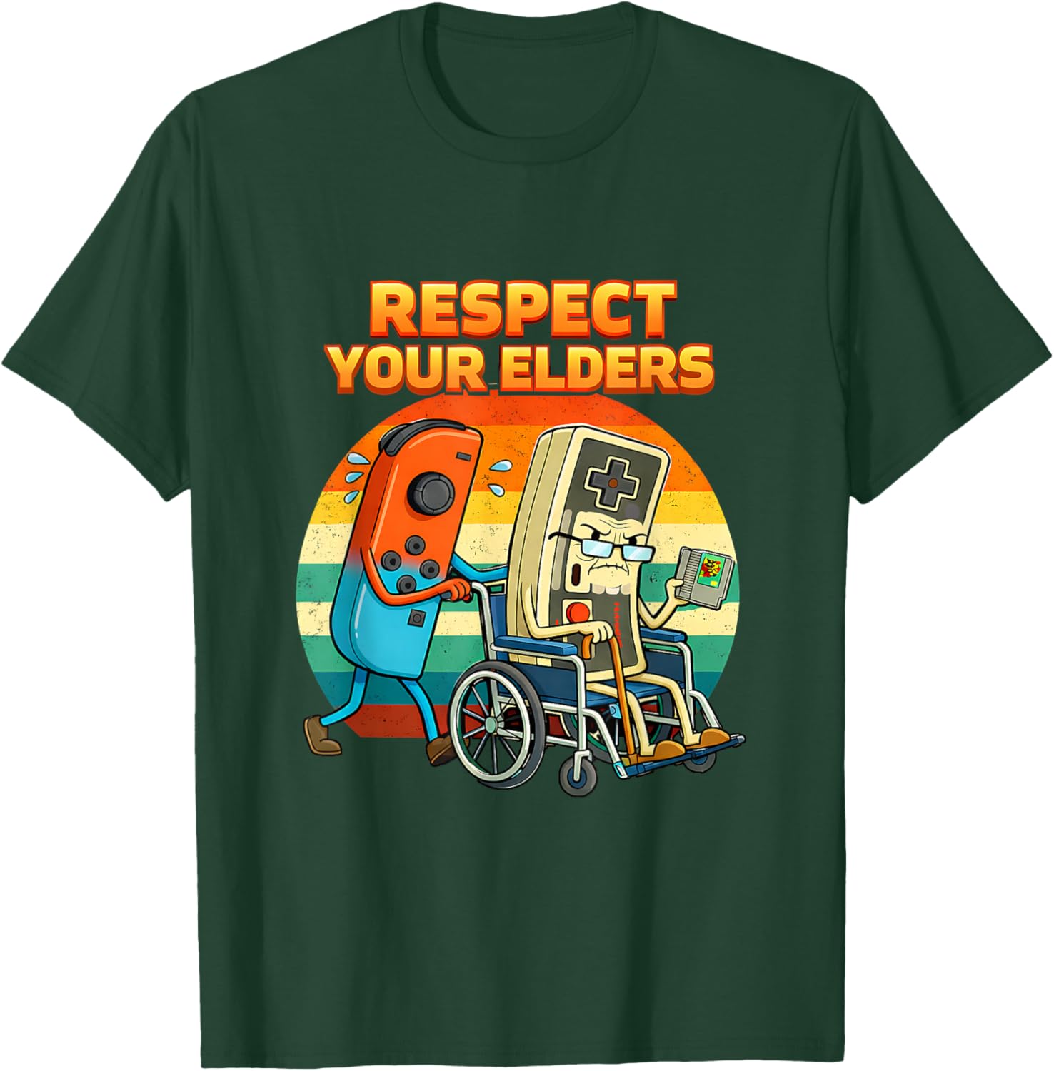 Retro Gamer Respect Elders Classic Funny Video Games T-Shirt - T-Shirt | Forest