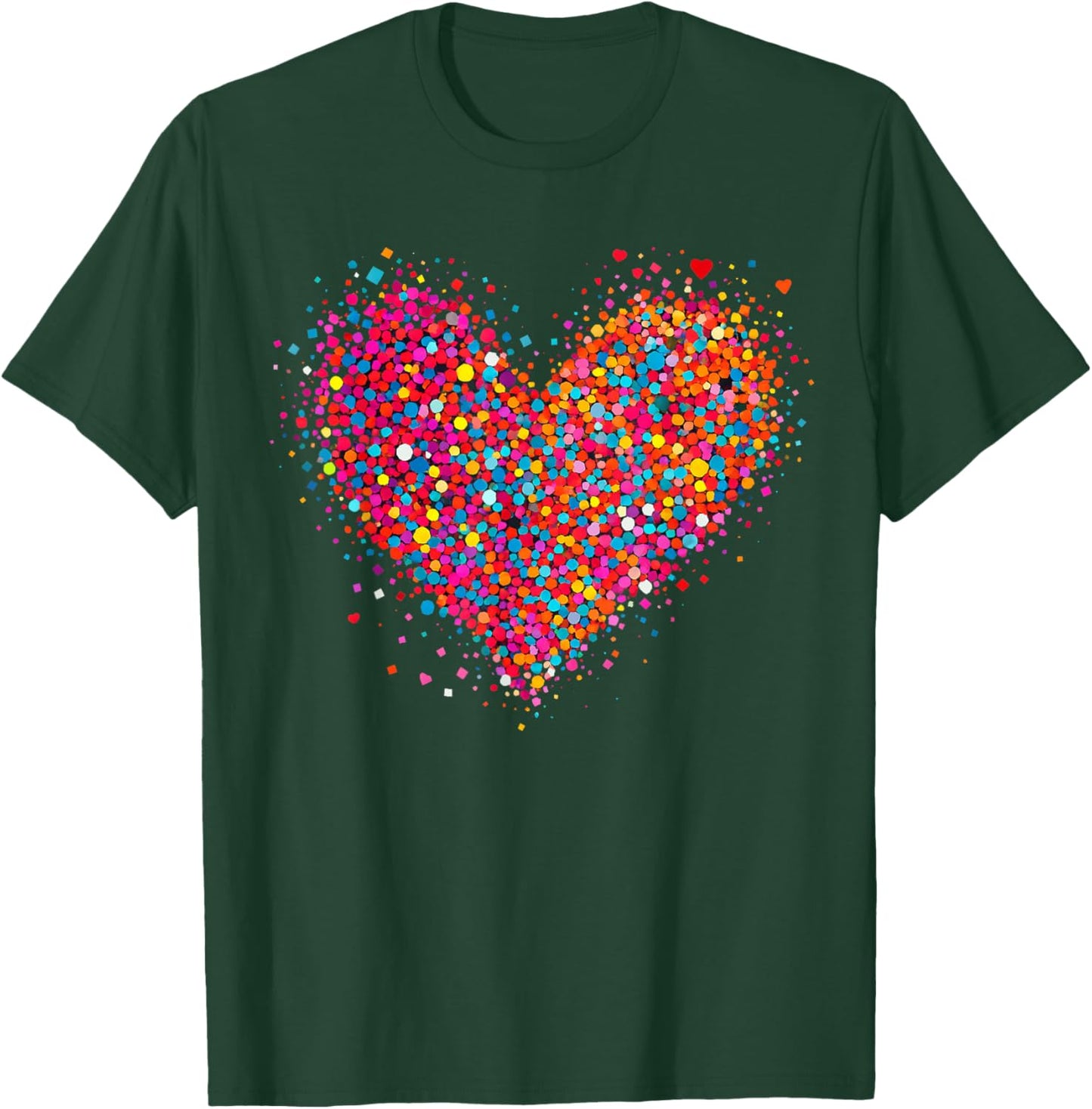 Valentine Colorful Confetti Heart Men Women Kid T-Shirt - T-Shirt | Forest