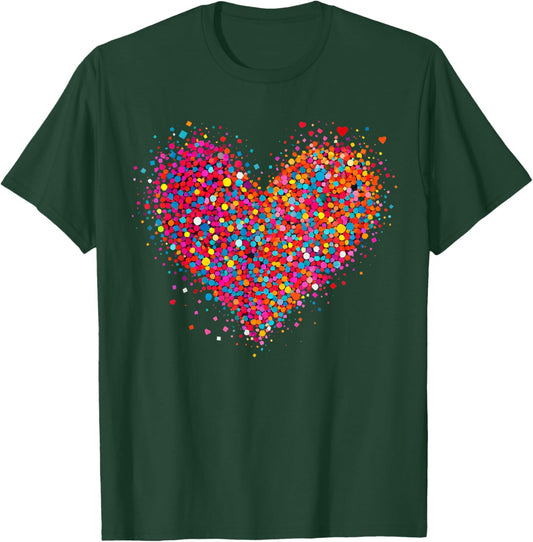 Valentine Colorful Confetti Heart Men Women Kid T-Shirt - T-Shirt | Forest