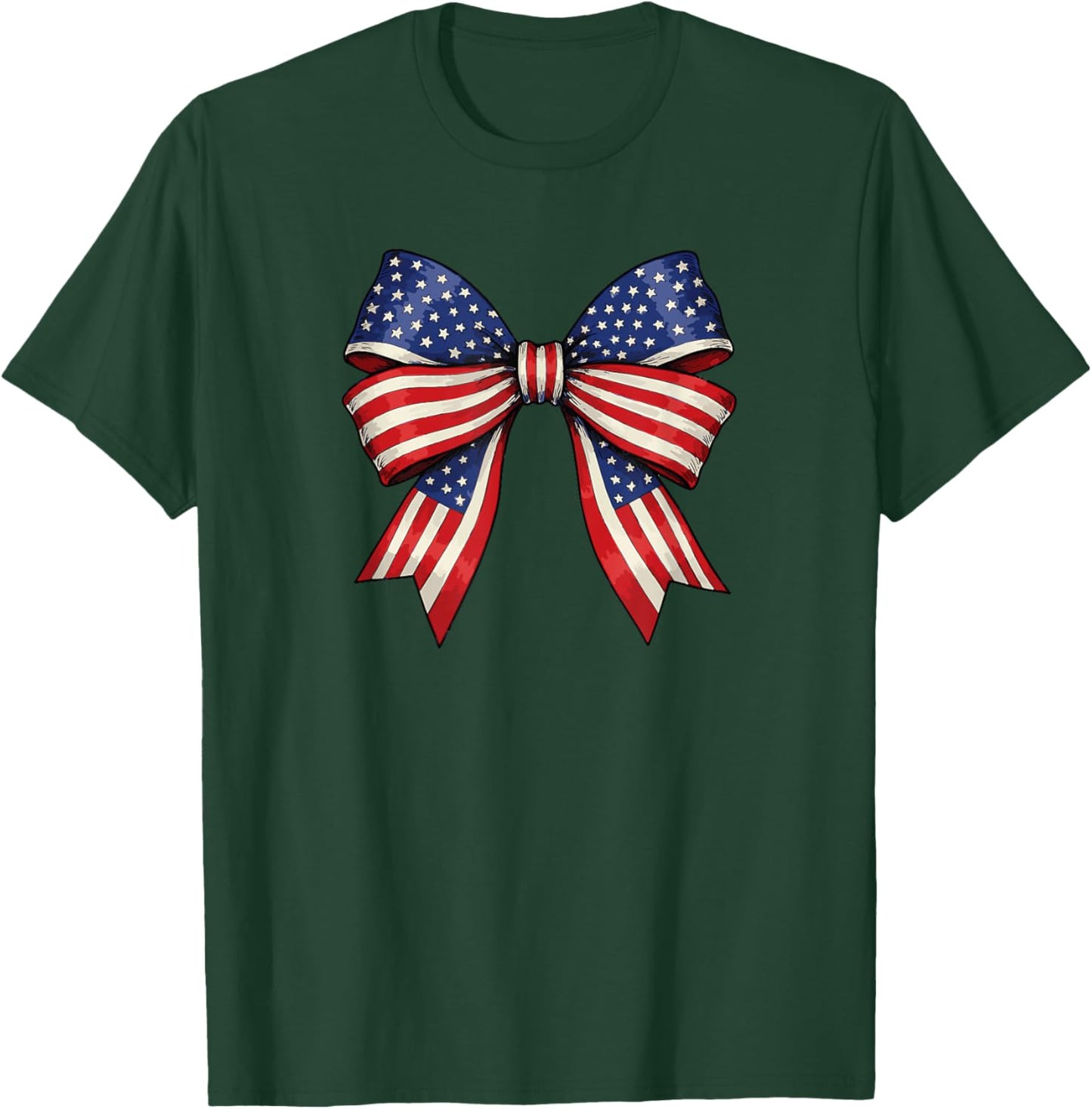 USA Patriotic Red White and Blue Bow Design T-Shirt - T-Shirt | Forest