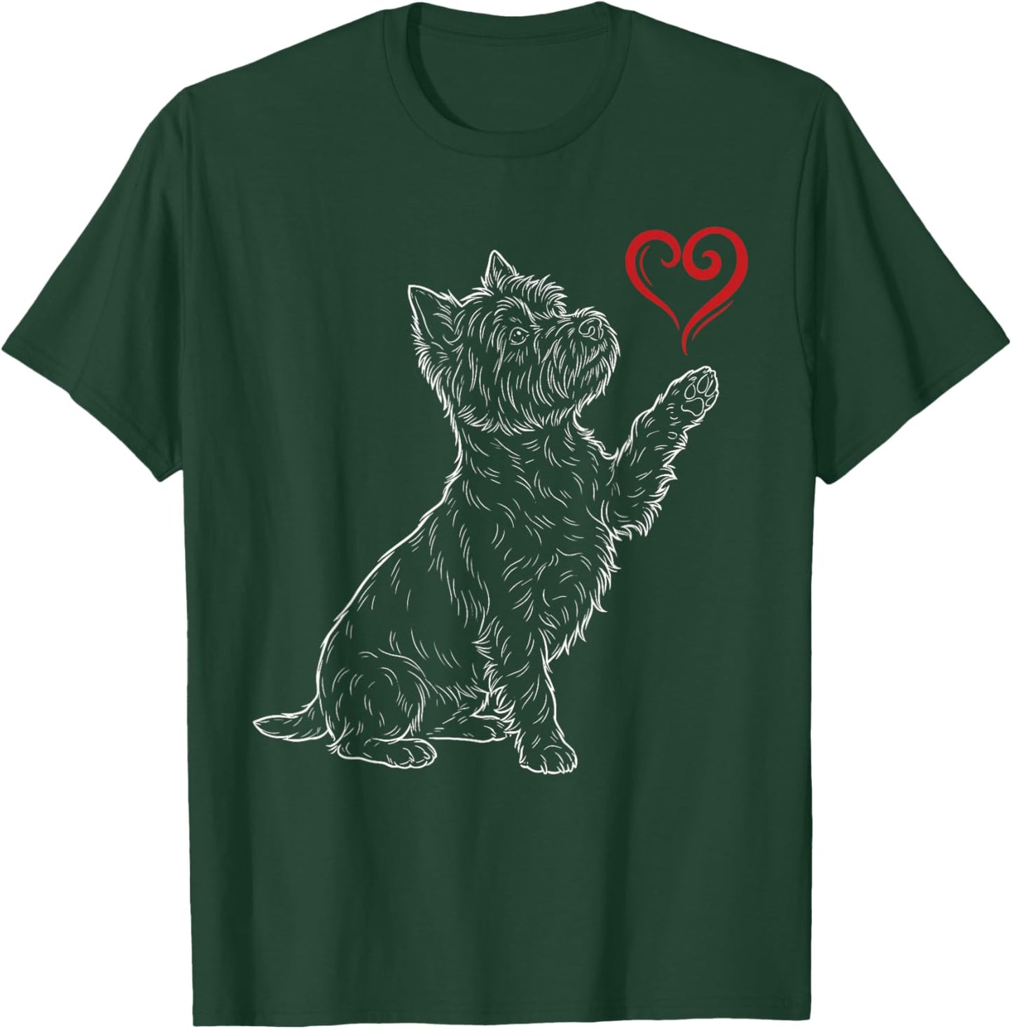 West Highland White Terrier Dog Art Holding Heart Valentines T-Shirt - T-Shirt | Forest