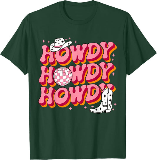 Howdy Western Cowboy Howdy Cowboy Rodeo Cowgirl Western T-Shirt - T-Shirt | Forest