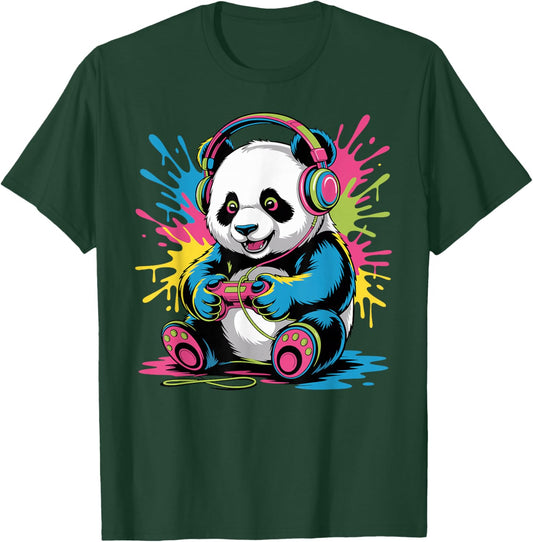 Funny Gamer Panda Video Games Boys Teen Gaming T-Shirt - T-Shirt | Forest