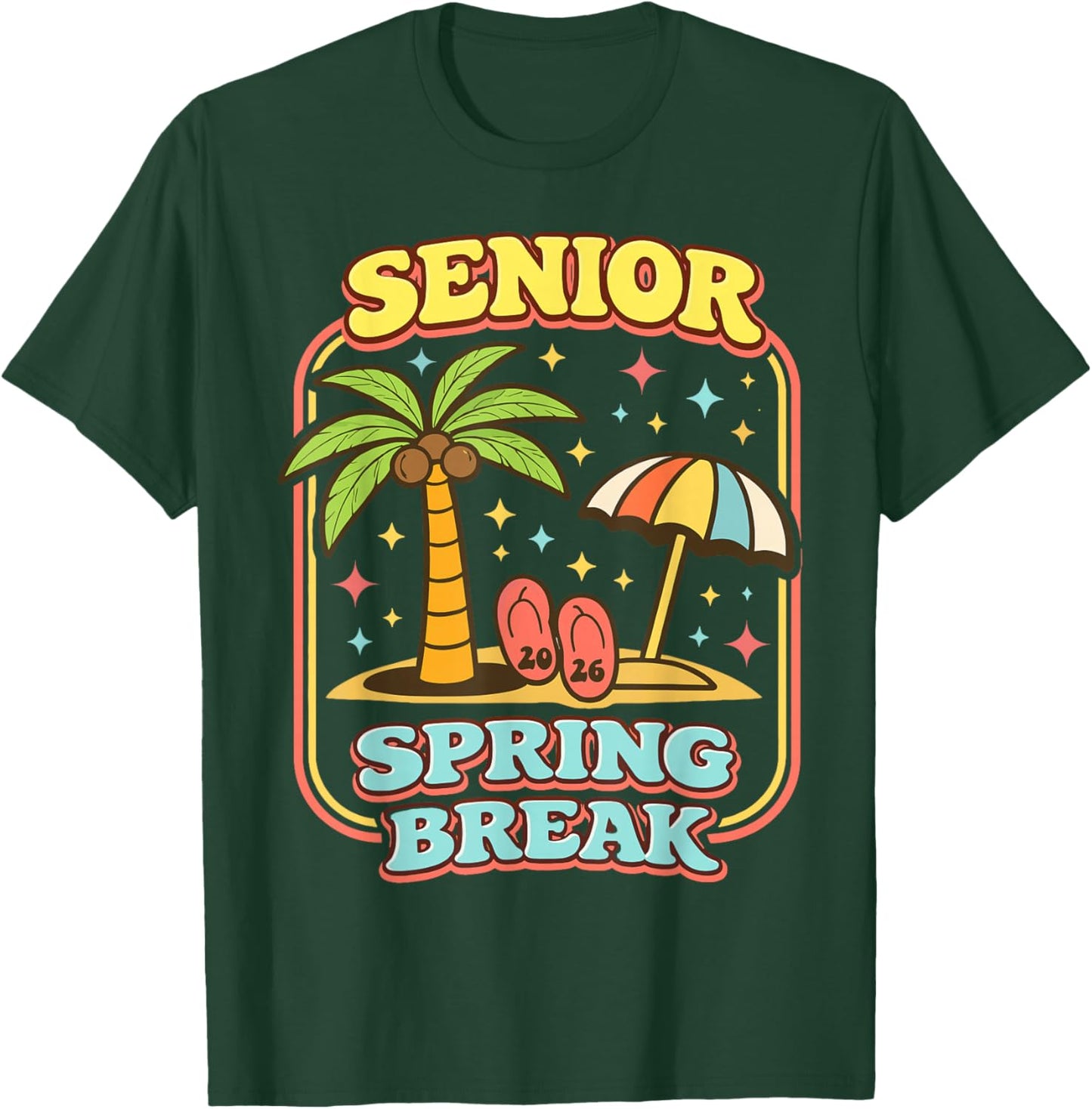 Vintage Senior Spring Break 2026 Tropical Summer Vacation T-Shirt - T-Shirt | Forest