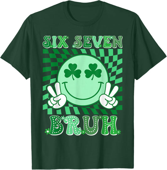 Six Seven Bruh Shamrock 67 Meme St Patrick's Day Boys Girls T-Shirt - T-Shirt | Forest