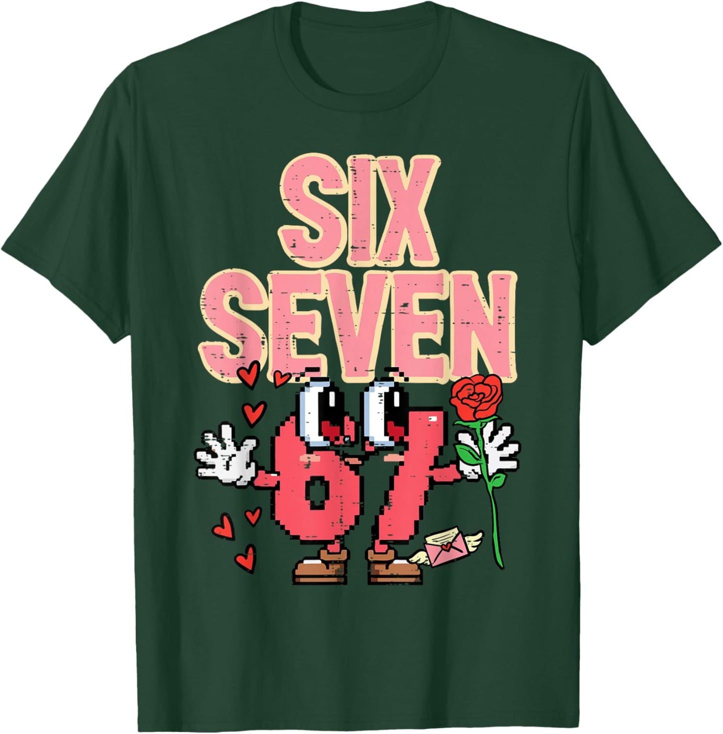 Six Seven 6 7 Valentines Day Retro 67 Meme Kids Boys Youth T-Shirt - T-Shirt | Forest
