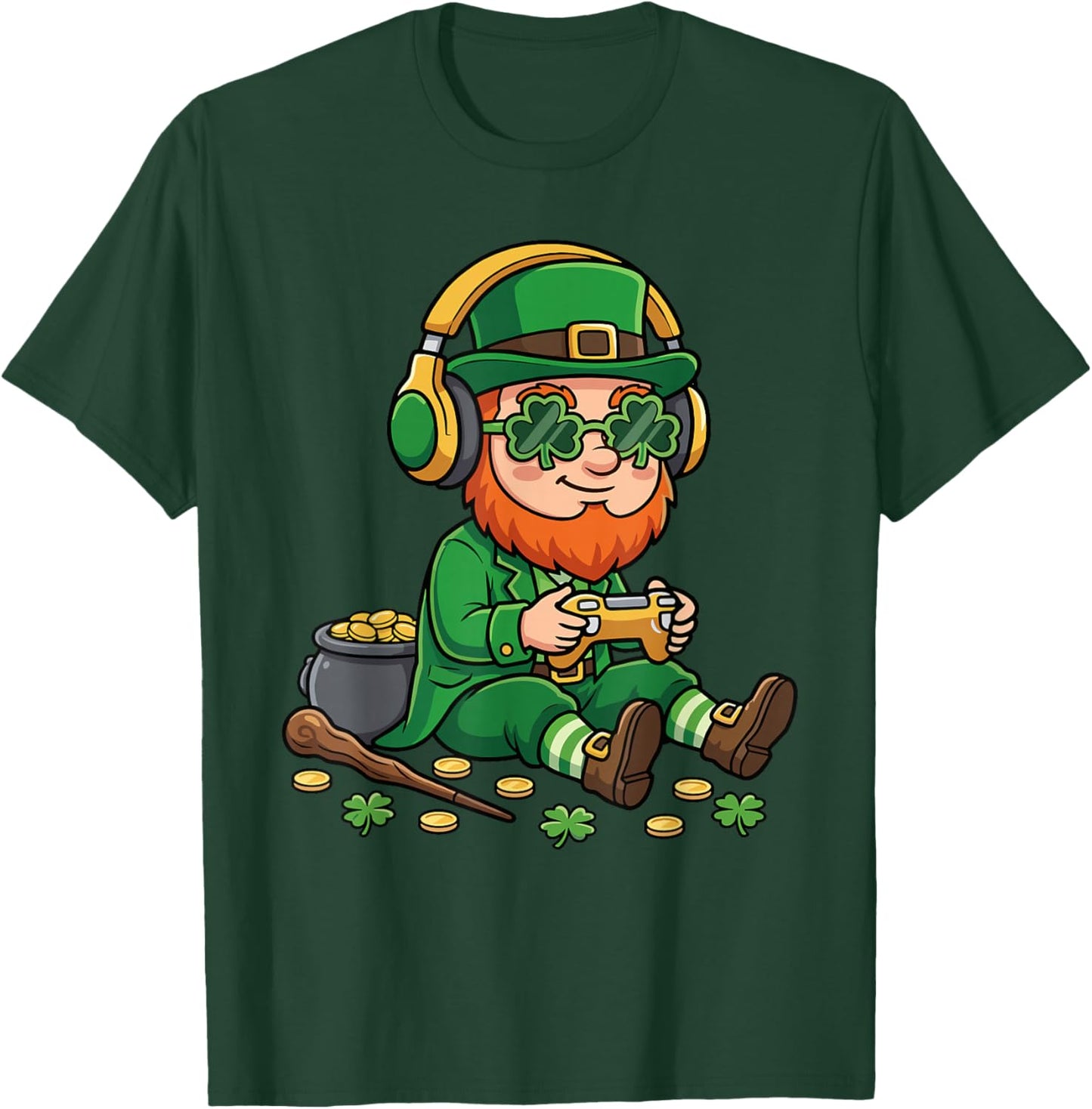 Video Games St. Patrick Gamer Funny St. Patricks Day T-Shirt - T-Shirt | Forest