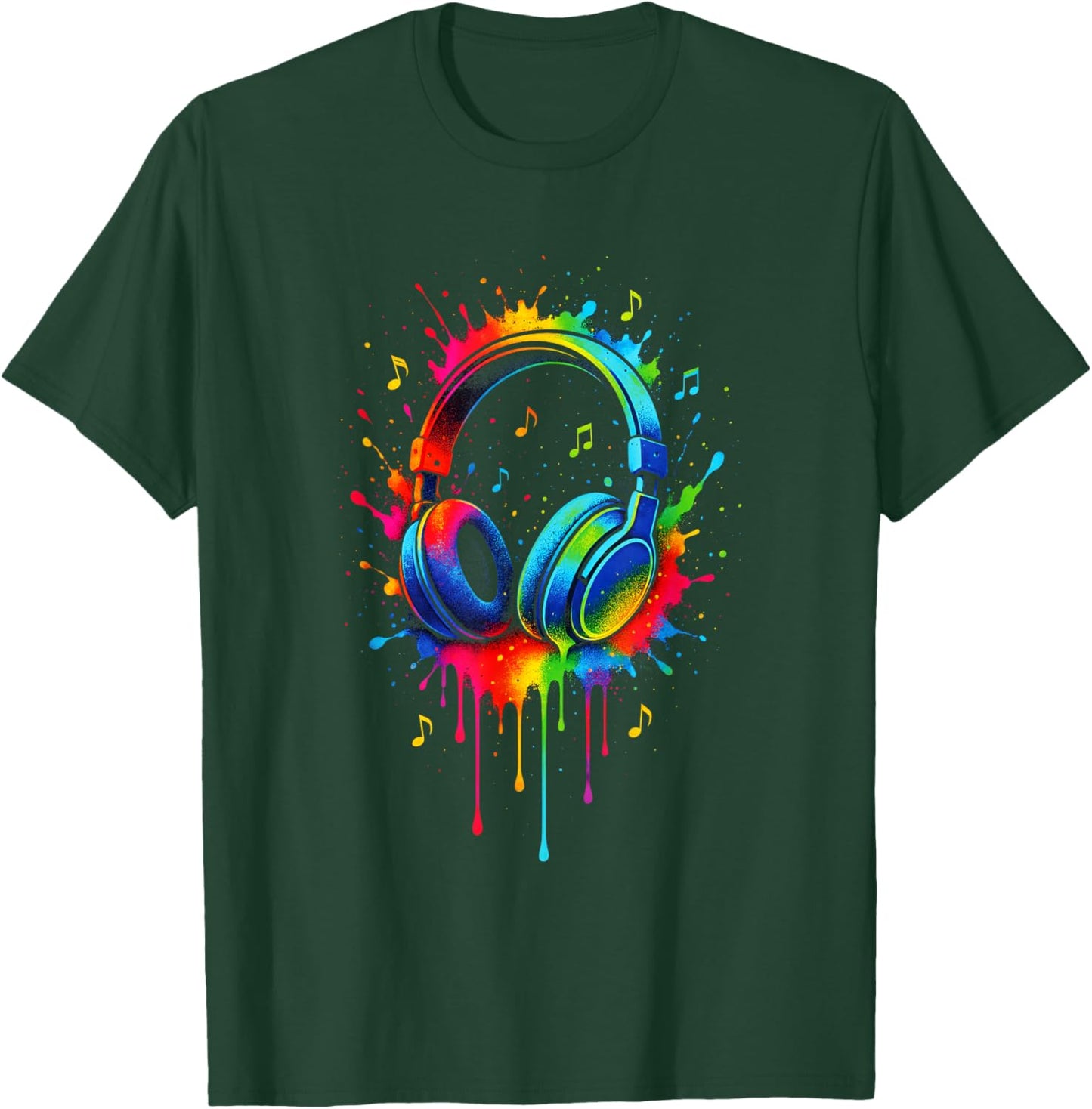 Headphones - Music Splash Art T-Shirt - T-Shirt | Forest