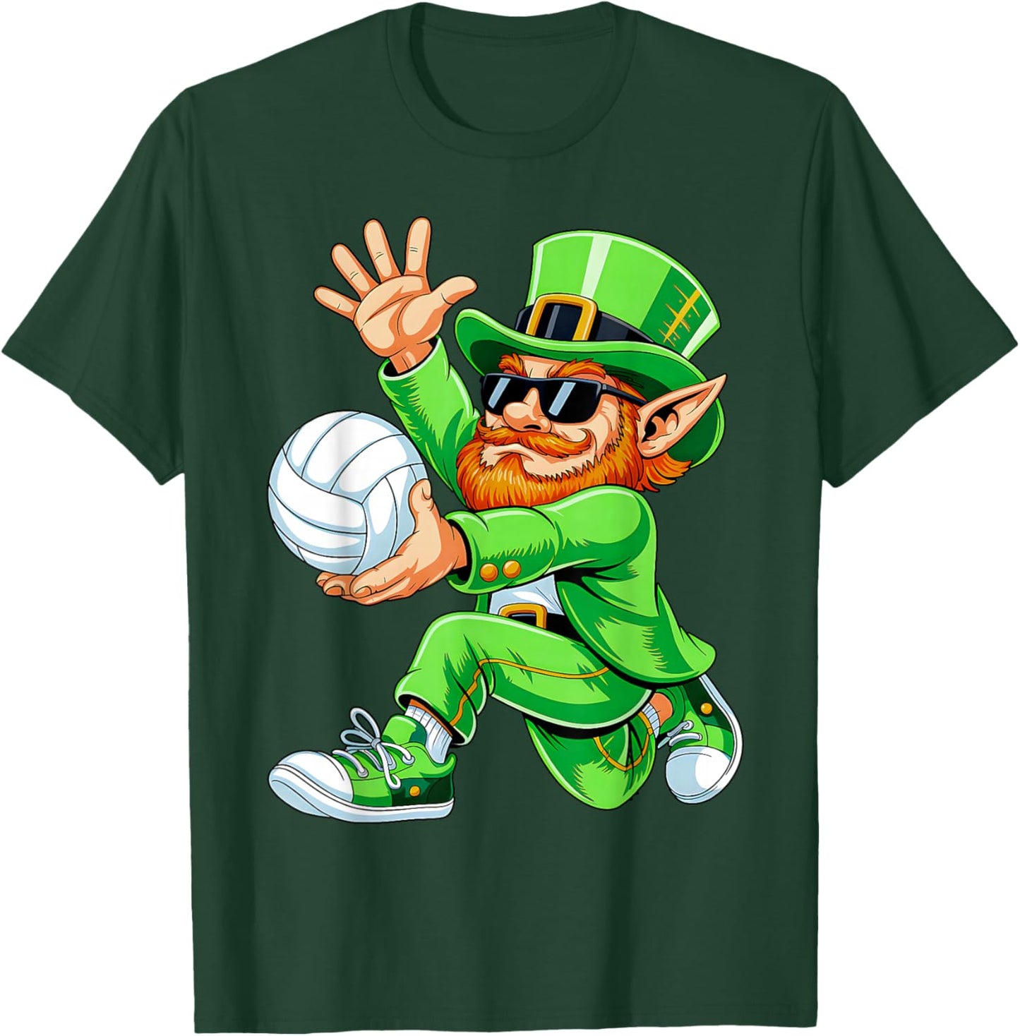 Leprechaun Playing Volleyball Funny St Patricks Day Sport T-Shirt - T-Shirt | Forest