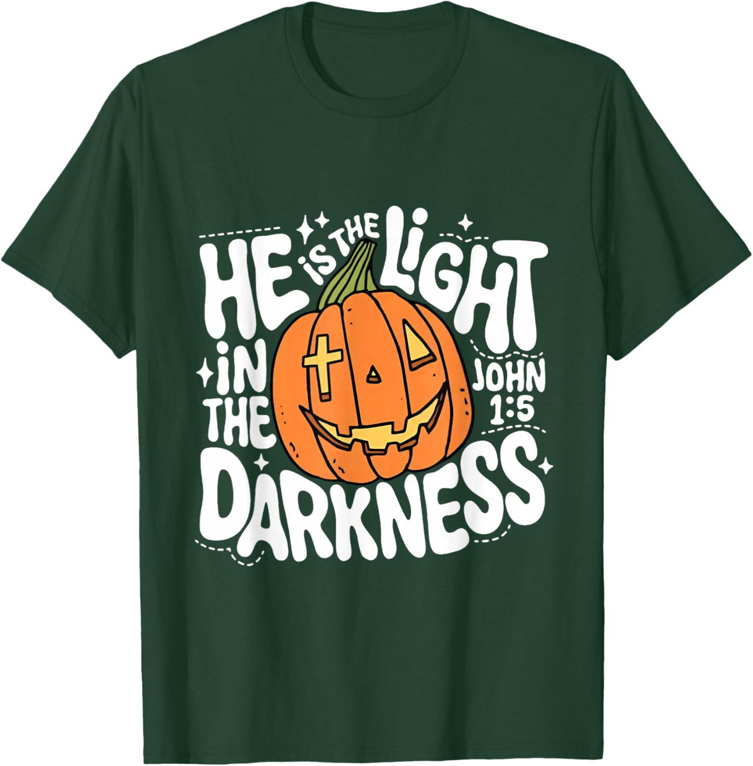 He is The Light in The Darkness Pumpkin Halloween T-Shirt - T-Shirt | Forest