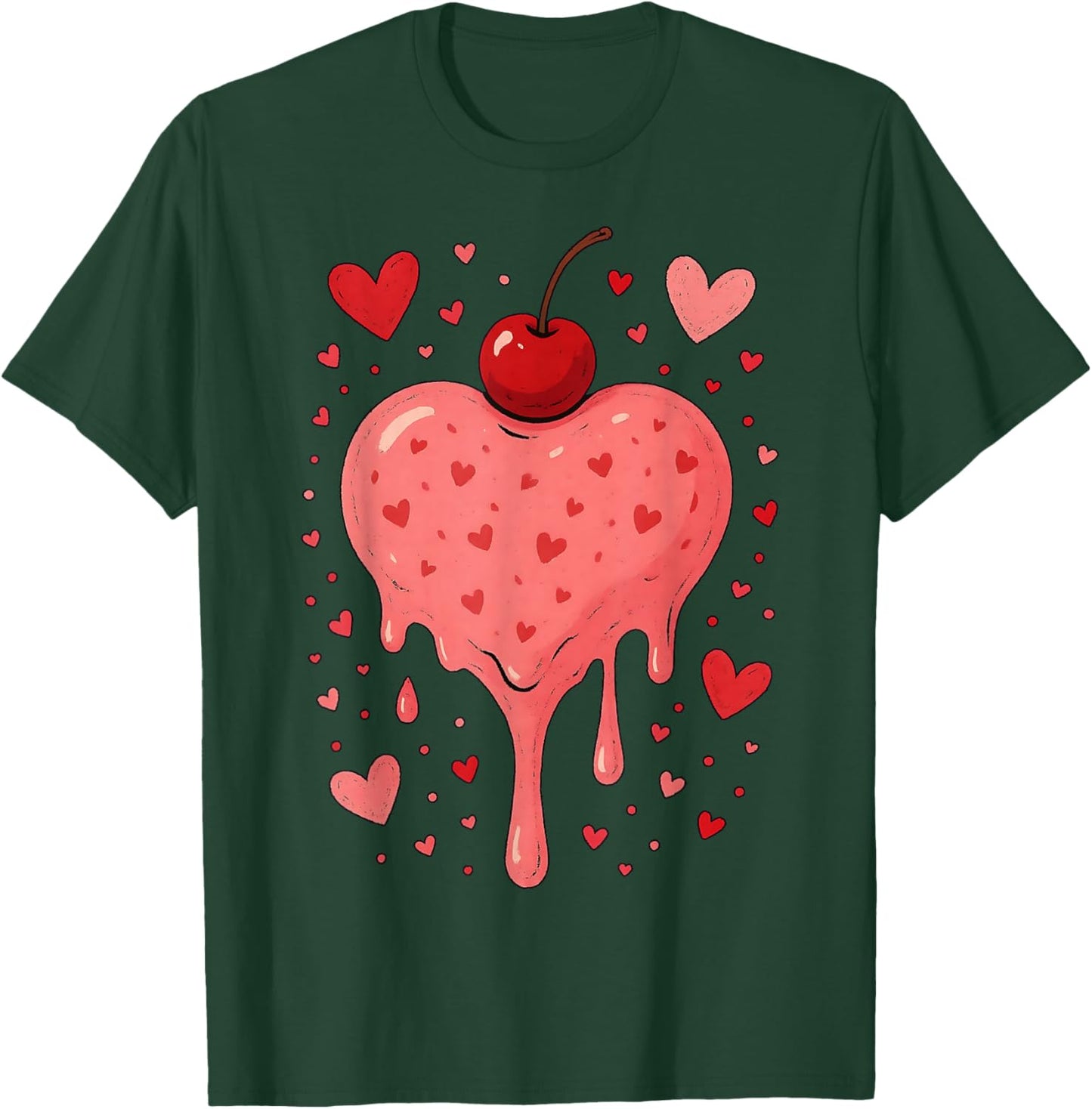 Valentine's Day Heart Love Ice Cream Cherry T-Shirt - T-Shirt | Forest