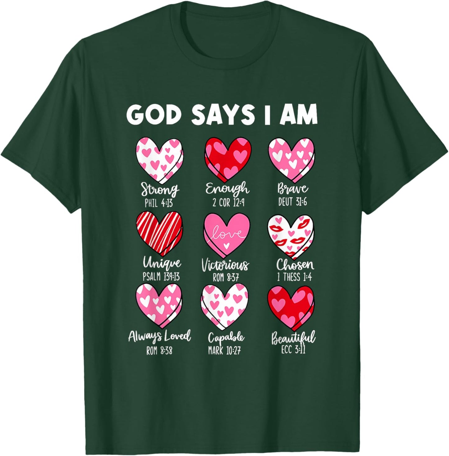 Christian Valentine Coquette God Says I Am Hearts T-Shirt - T-Shirt | Forest