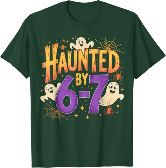 Haunted by 6-7 Halloween Ghosts and Spiders Design T-Shirt - T-Shirt | Forest