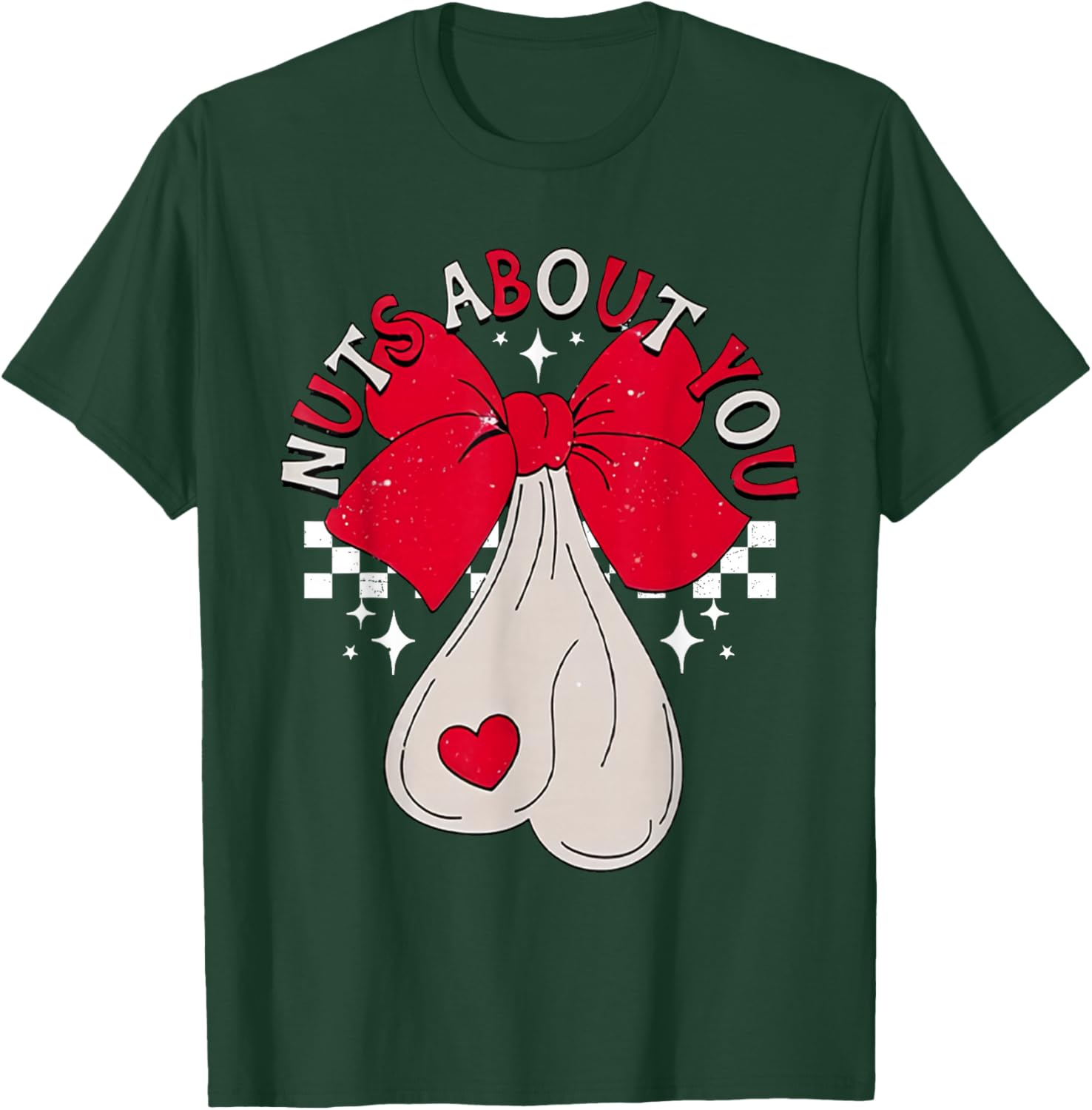 Nuts About You Funny Hear Coquette Bow Valentines Day Men T-Shirt - T-Shirt | Forest