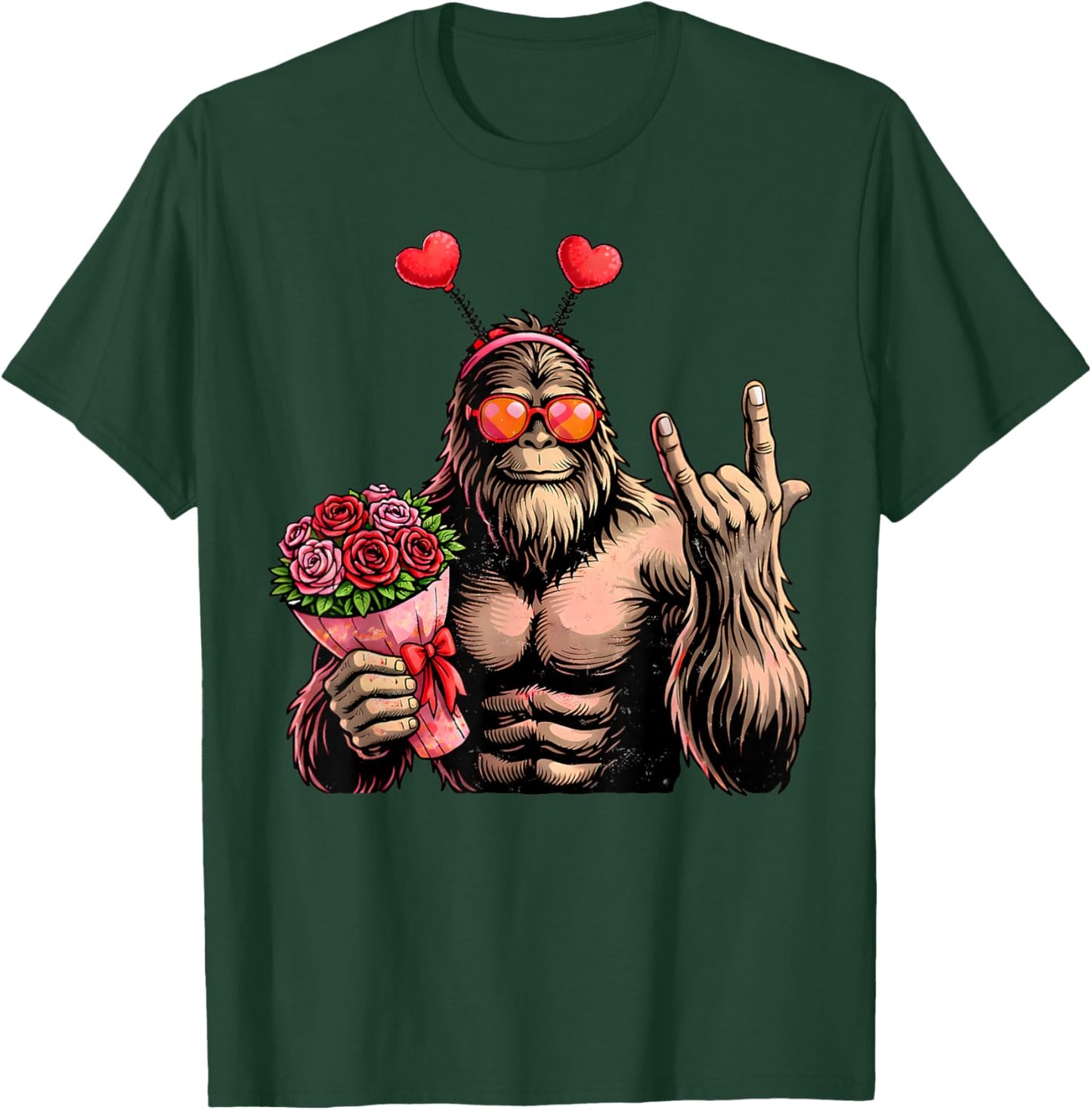 Funny Valentines Day Bigfoot Heart Sasquatch Men Boys Kids T-Shirt - T-Shirt | Forest