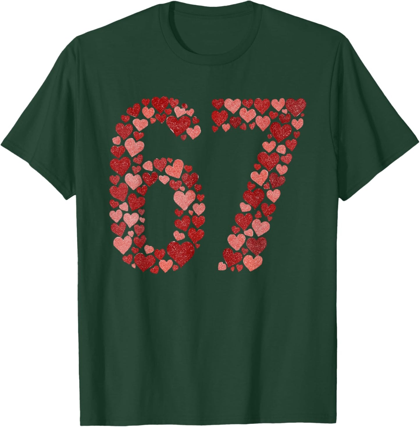 67 Valentine's Day Sparkling Hearts Mosaic Six Seven Meme T-Shirt - T-Shirt | Forest