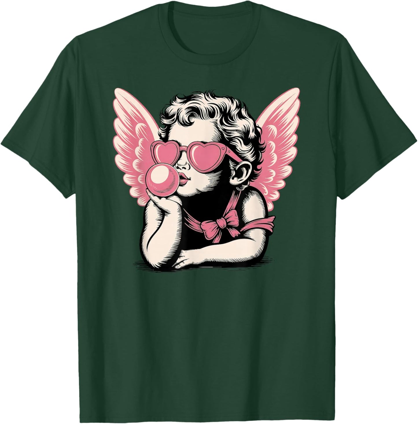 Cupid Valentine's Day Vintage Cupid Blowing Bubble T-Shirt - T-Shirt | Forest