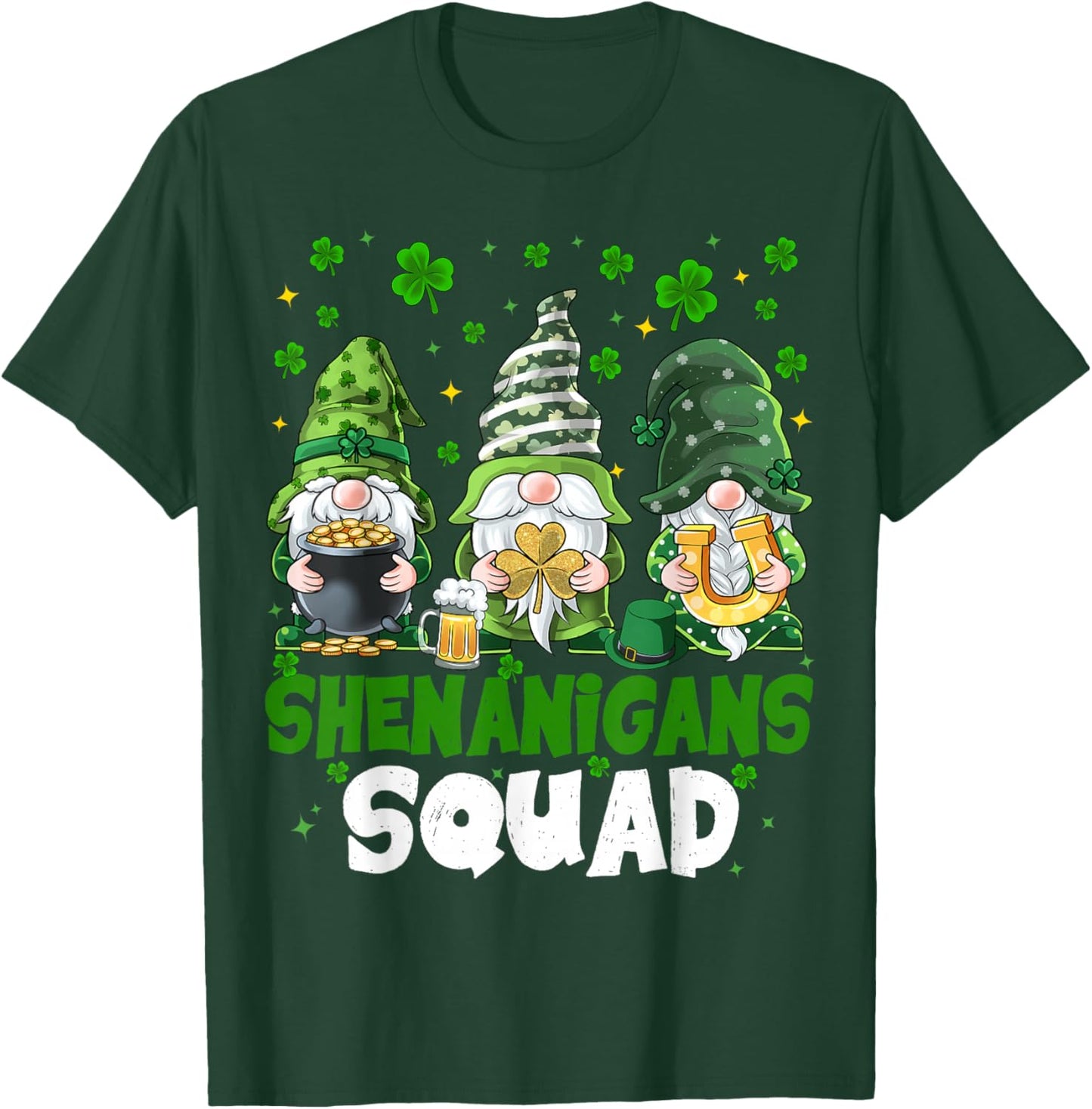 St Patricks Day Gnomes Shenanigans Squad Saint Pattys Women T-Shirt - T-Shirt | Forest