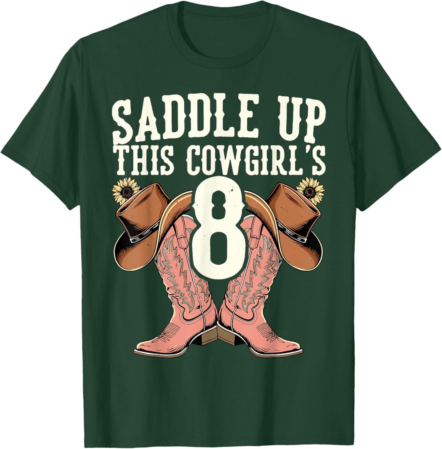 Yeehaw Rodeo Eighth Birthday Celebration 8 Years Old Kid T-Shirt - T-Shirt | Forest
