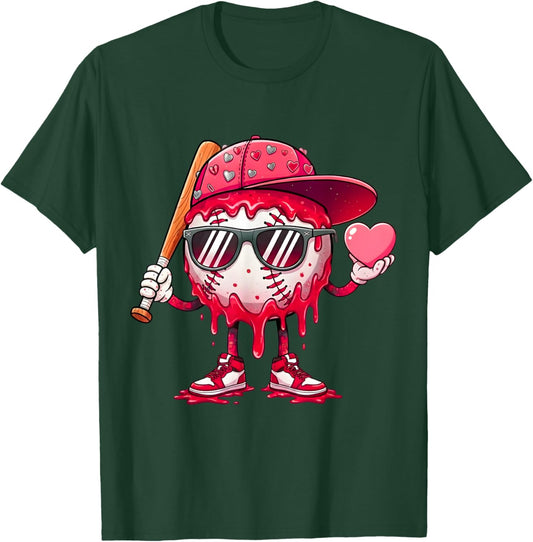 Ice Cream Drip Baseball Valentine's Day Spots Baseball Drip T-Shirt - T-Shirt | Forest