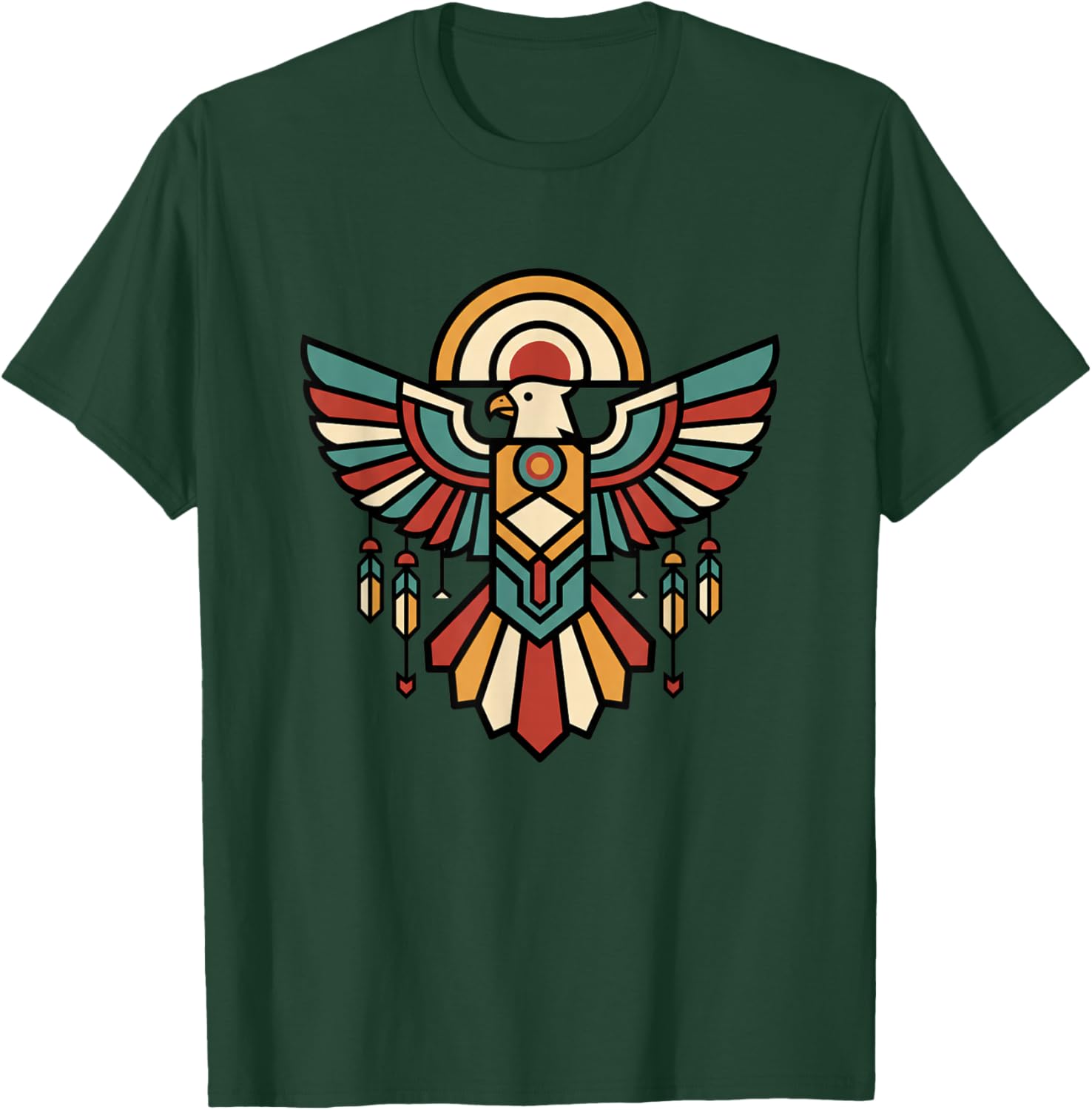Bird Geometric Eagle Totem Retro Tribal-Inspired Artwork T-Shirt - T-Shirt | Forest