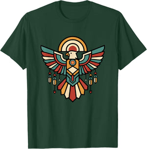 Bird Geometric Eagle Totem Retro Tribal-Inspired Artwork T-Shirt - T-Shirt | Forest