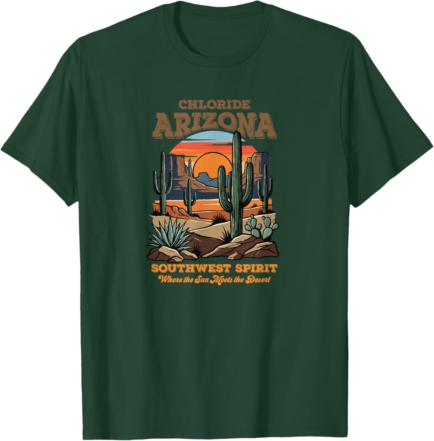 Chloride, Arizona Desert Sunset Cactus Southwest Art T-Shirt - T-Shirt | Forest