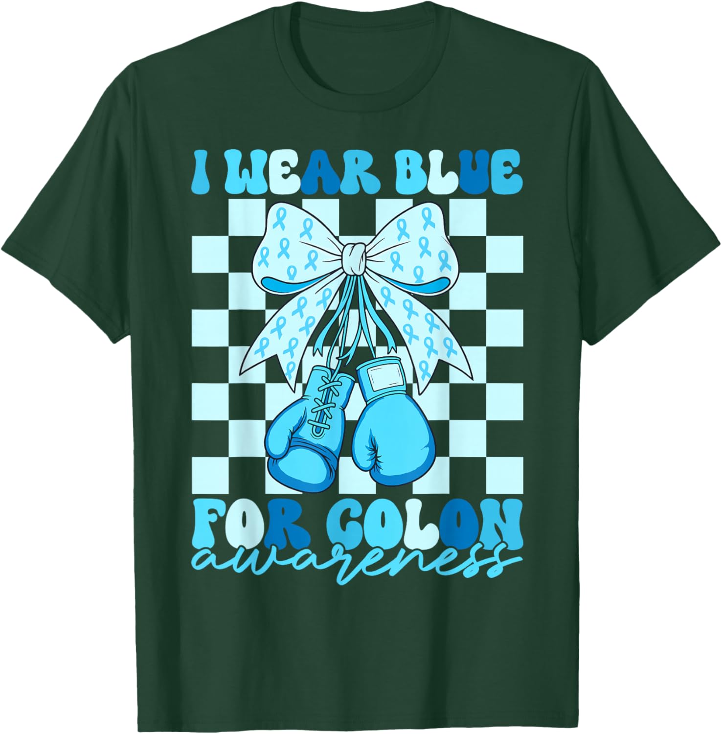 I Wear Blue for Colon Awareness Coquette Boxing Gloves Women T-Shirt - T-Shirt | Forest