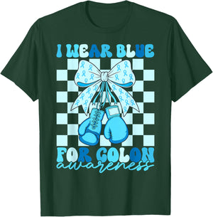I Wear Blue for Colon Awareness Coquette Boxing Gloves Women T-Shirt - T-Shirt | Forest