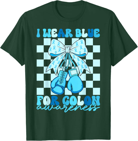 I Wear Blue for Colon Awareness Coquette Boxing Gloves Women T-Shirt - T-Shirt | Forest