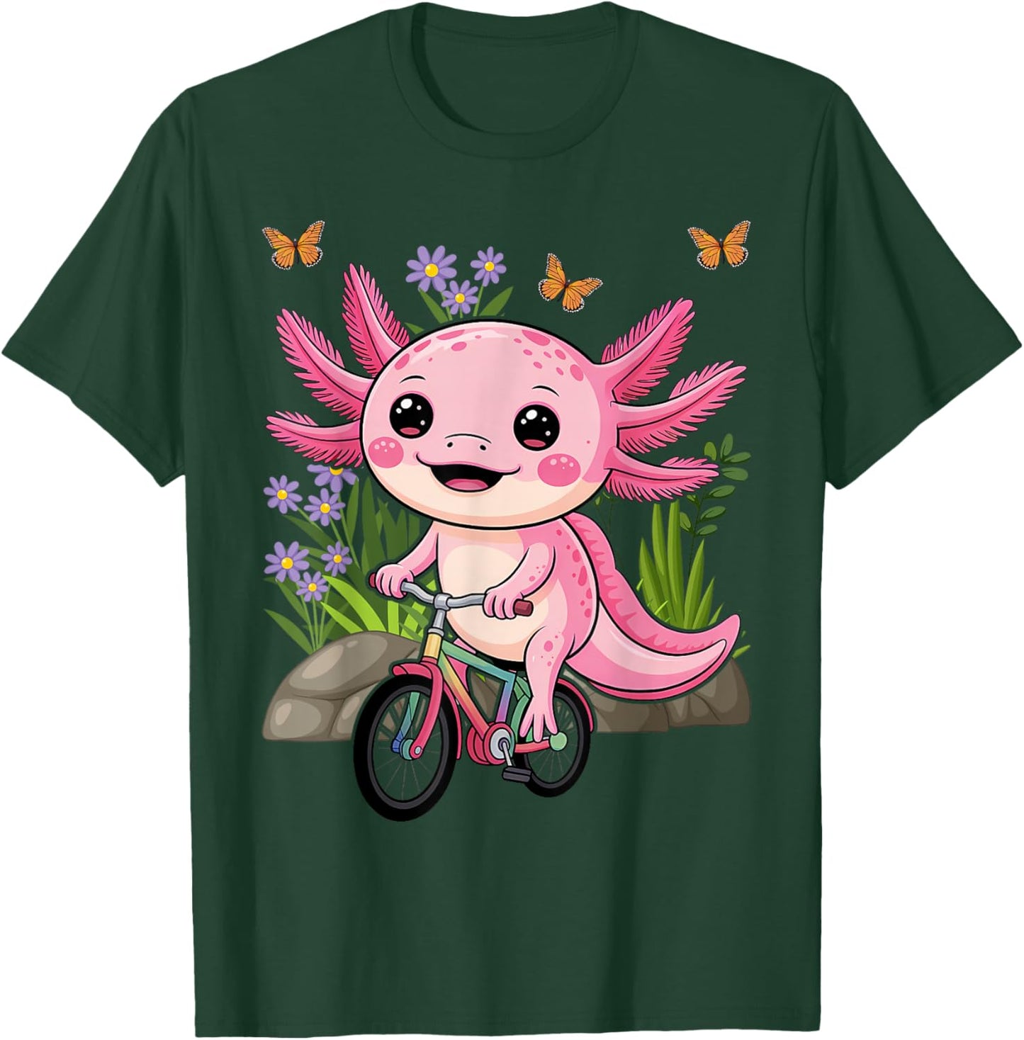 Axolotl Lover Kids Bicycle Riding Bike T-Shirt - T-Shirt | Forest