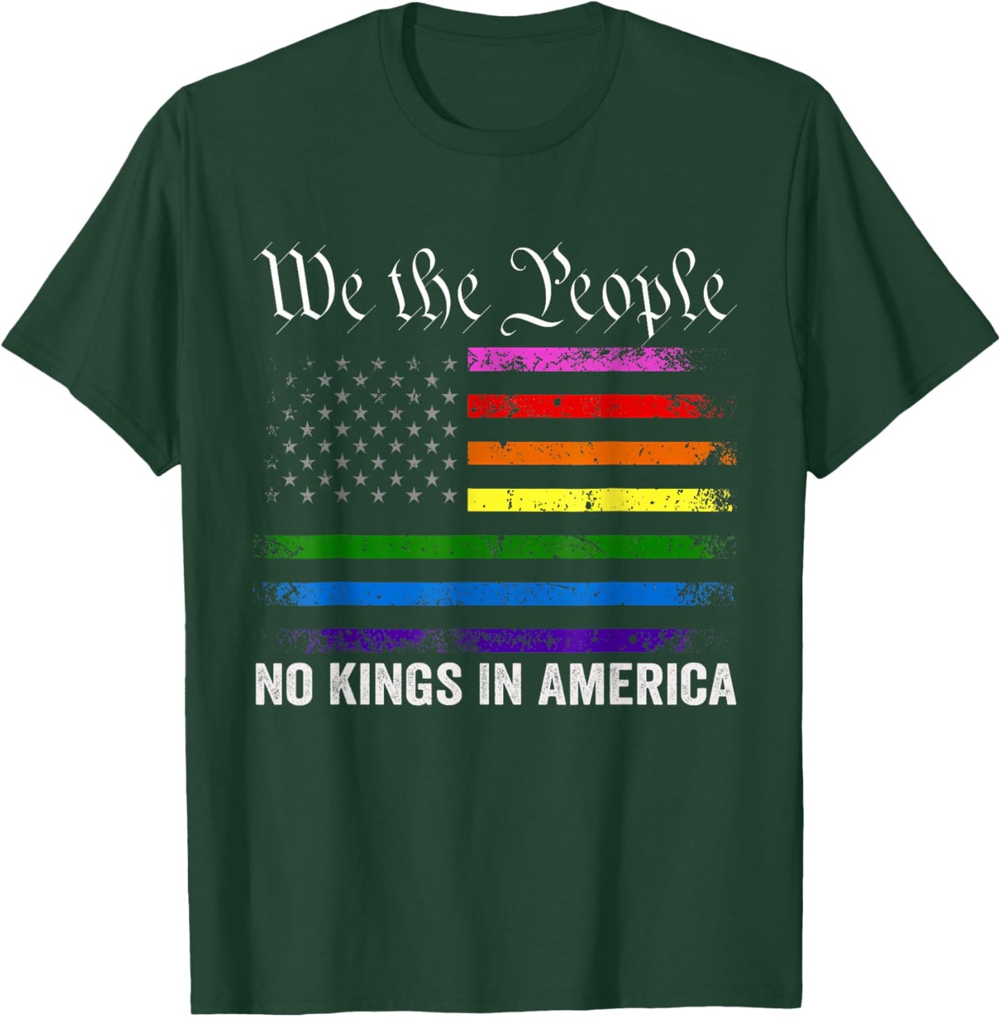 No Kings in America Shirt LGBT American Flag T-Shirt - T-Shirt | Forest