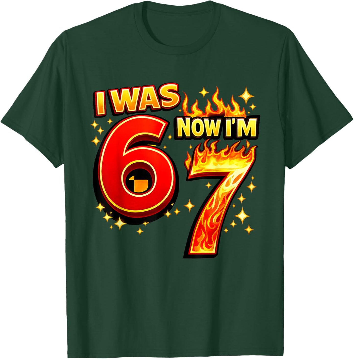 7 Years Old Birthday I was 6 Now I'm 7 6 7 Funny Kids Boys T-Shirt - T-Shirt | Forest
