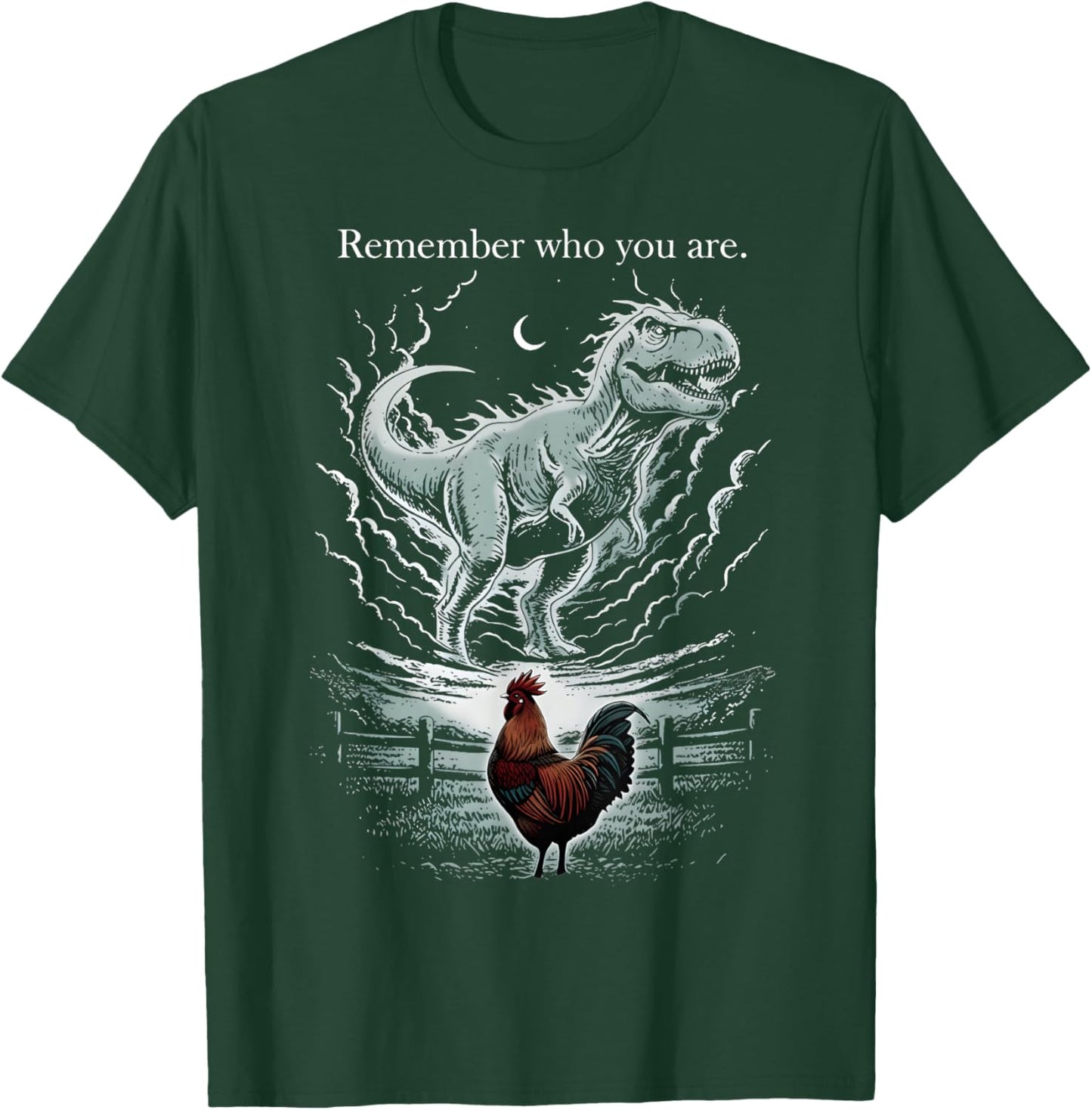 Vintage Remember Who are You Dinosaur Chicken Funny Meme T-Shirt - T-Shirt | Forest