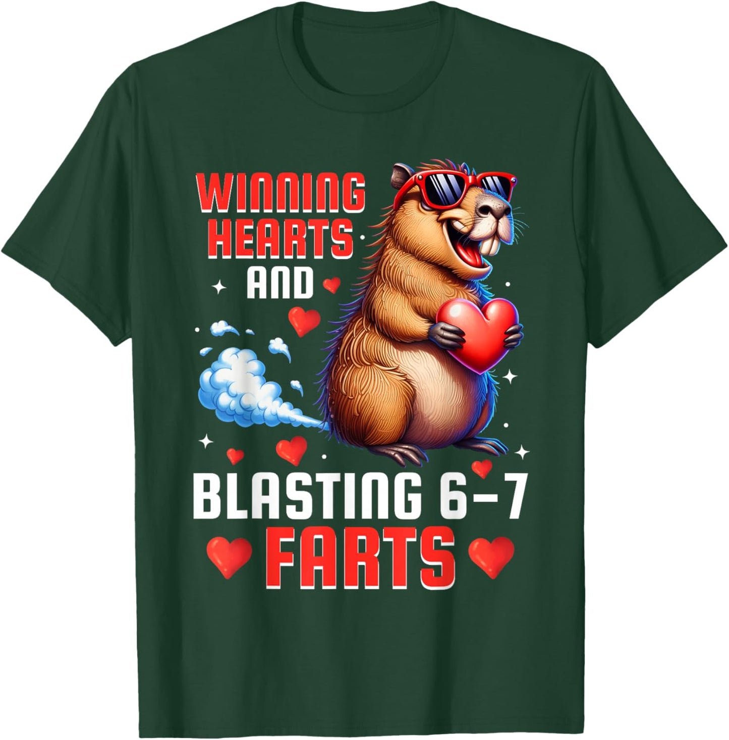 Winning Hearts 67 Meme Capybara Kids Boys Valentine's Day T-Shirt - T-Shirt | Forest
