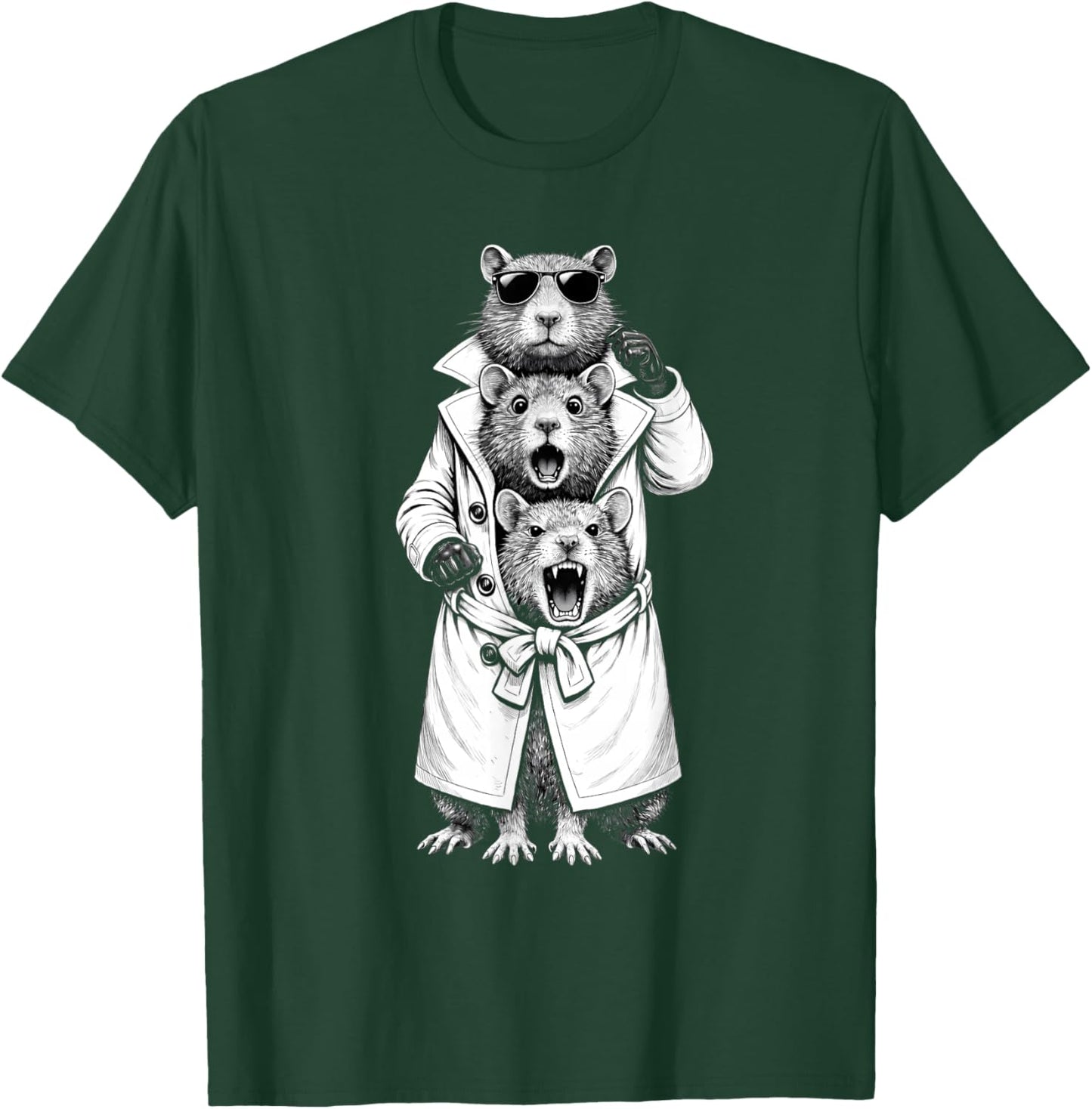 Funny Rats in Trench Coat Chaotic Feral Relatable Meme Cute T-Shirt - T-Shirt | Forest
