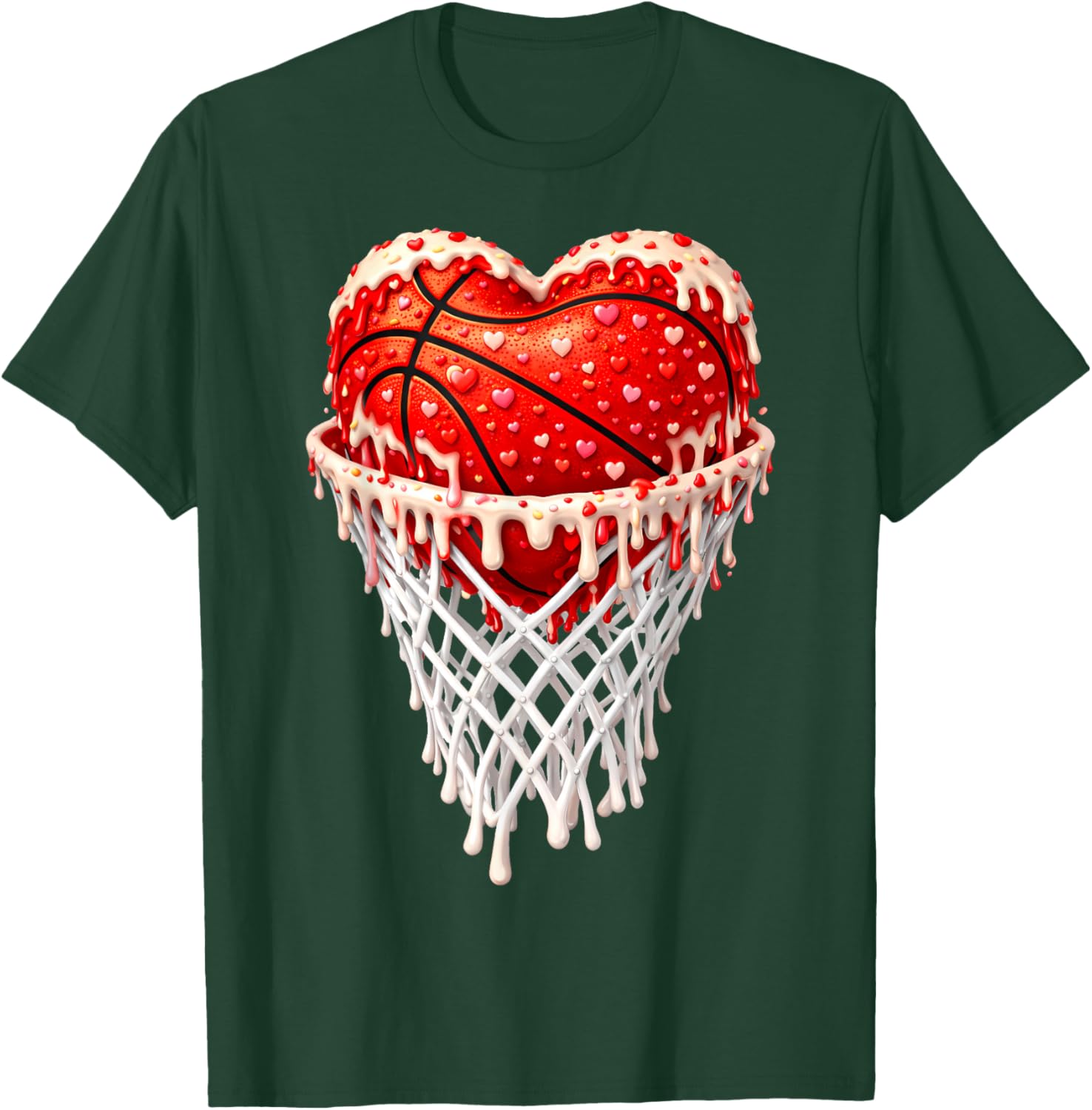 Ice Cream Valentines Day Heart Basketball Drip Boy Girl Kids T-Shirt - T-Shirt | Forest