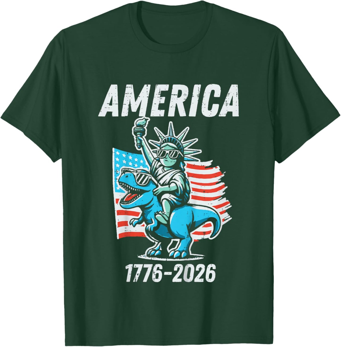 Kids America Statue Liberty Dino 250th Anniversary USA Boys Kids T-Shirt - T-Shirt | Forest