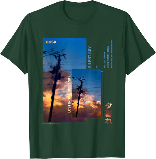 Silent Sky in Japanese 80's 90's Retro Vaporwave Harajuku T-Shirt - T-Shirt | Forest