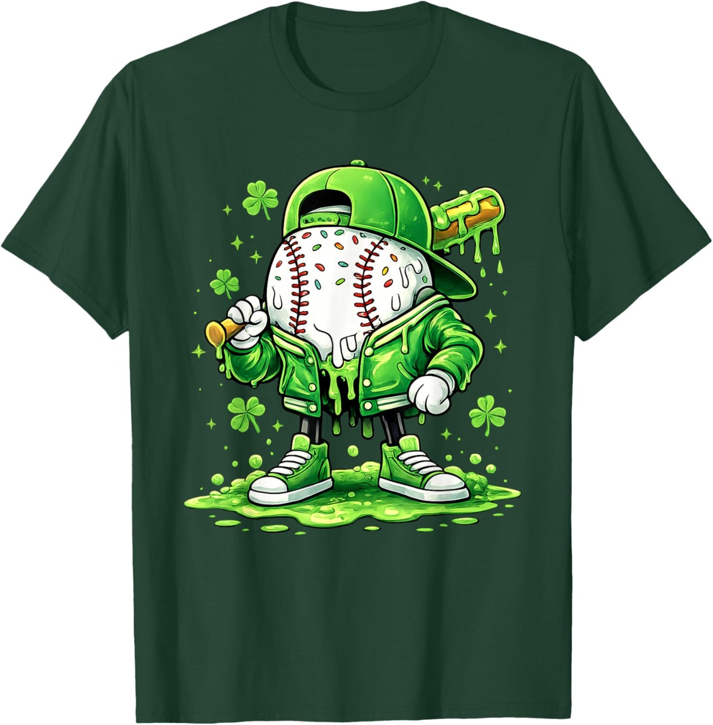 Baseball St Patricks Day Carnival Party Ice Cream Drip Boys T-Shirt - T-Shirt | Forest