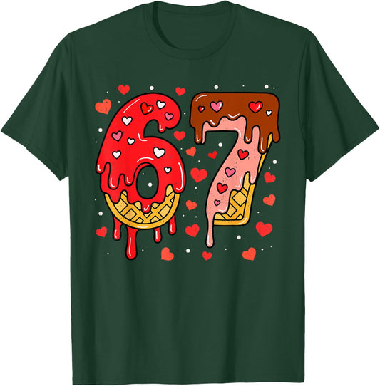 6 7 Cream Drip Six Seven Meme Valentines Day Men Women Kids T-Shirt - T-Shirt | Forest