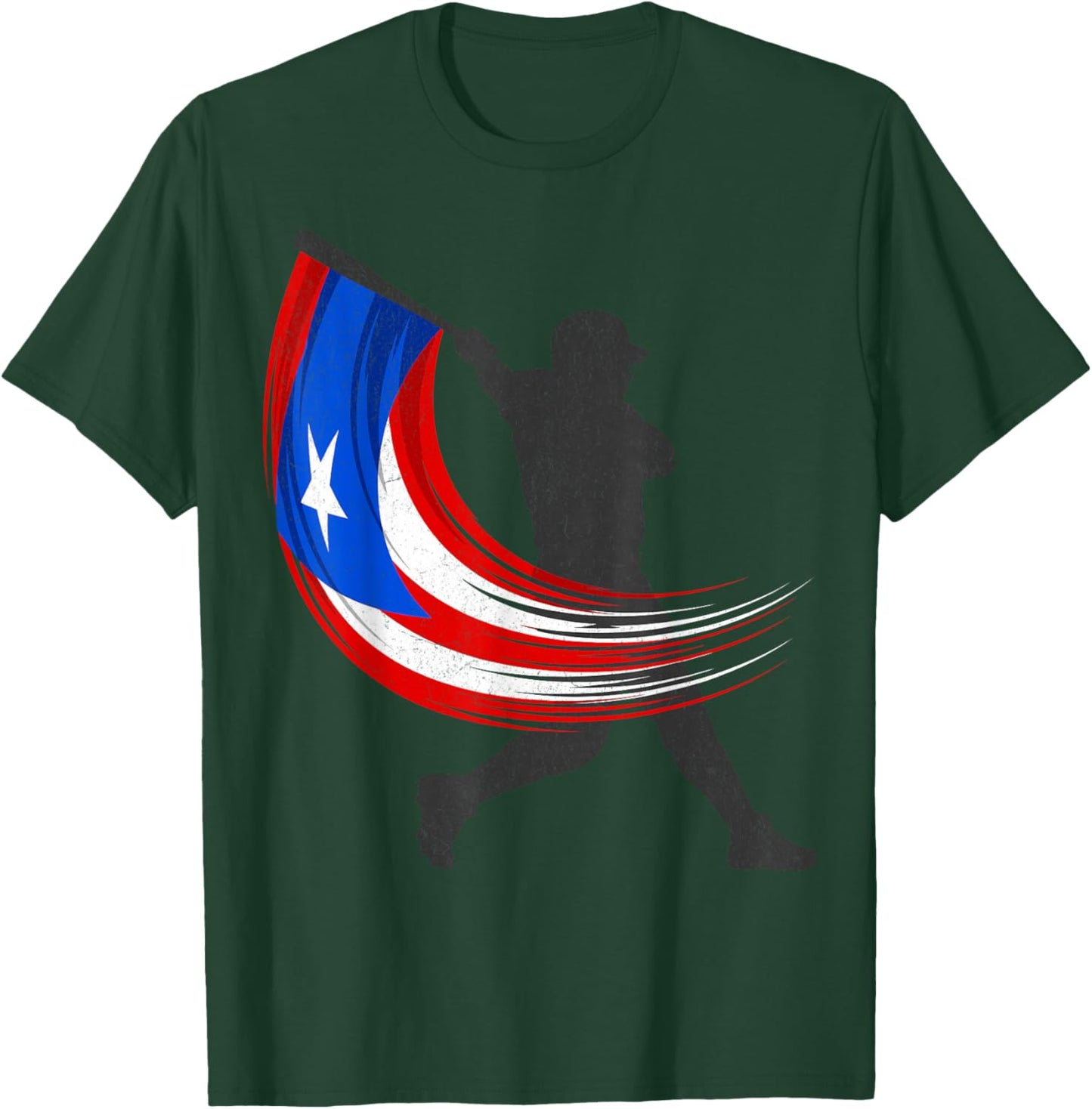Puerto Rico Baseball Flag Player Boricua Heritage Sports T-Shirt - T-Shirt | Forest