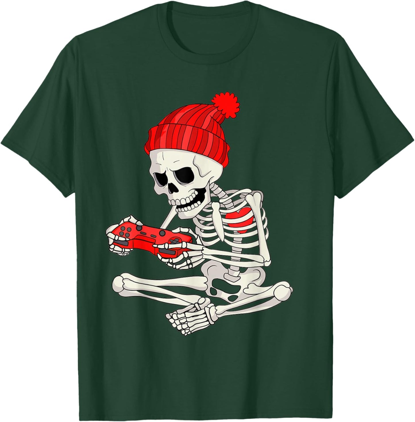 Funny Boys Valentines Skeleton Gamer Video Games Gaming T-Shirt - T-Shirt | Forest